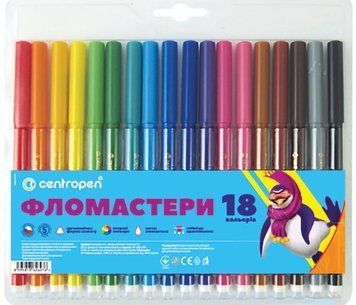 Фломастери Centropen 18 кольорів (7550/18) 7550/18 фото
