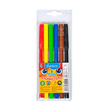 Фломастери MARCO Super Washable 6 кольорів (1690-06) 1690-06 фото