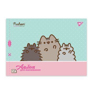 Альбом для малювання YES Pusheen А4 12 аркушів 100 скоба з перфорацією (130588) 130588 фото