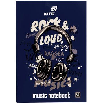 Зошит для нот Kite Rock&Loud А4 20 аркушів (K26-404) K26-404 фото
