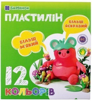 Пластилін БАРВІНОК 12 кольорів, 240 гр. (6-433) 6-433 фото