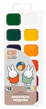 Фарби акварельні Yes Miffy 12 кольорів медові (110319) 110319 фото