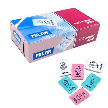 Гумка прямокутна "MILAN", mix 80 шт/уп 4080CNM фото