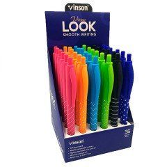Ручка автомат масляна Vinson "Look" 0,7мм, синя, soft touch, mix, 36/уп. 3202_ фото