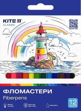 Фломастери Kite Classic 12 кольорів (K-447) K-447 фото