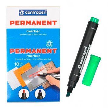 Маркер перманентний Centropen 1-4,6 мм клиноподібний зелений (8576) 8576з фото