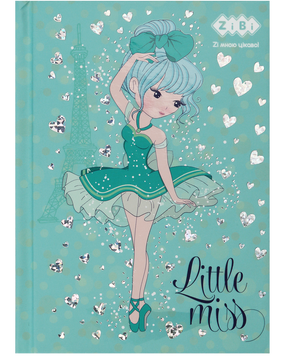 Блокнот LITTLE MISS, А6, 64л., кл., тв. обкл., мат. лам.+лак, фольга, бірюзовий (ZB.12714-06) ZB.12714-06 фото