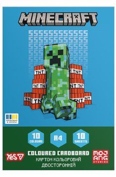 Картон кольоровий Yes Minecraft А4 10 аркушів в папці двосторонній (955456) 955456 фото
