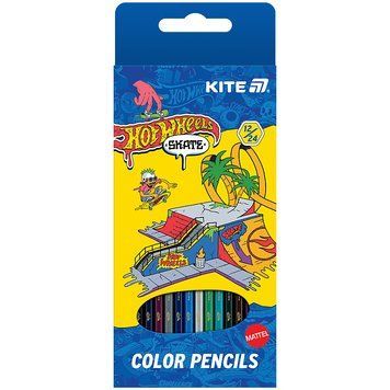 Олівці кольорові Kite Hot Wheels 12 шт 24 кольори двосторонні (HW25-054-2) HW25-054-2 фото