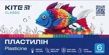Пластилін Kite Classic 6 кольорів 120 г (K-081) K-081 фото