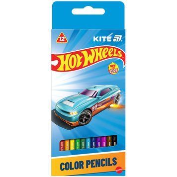 Олівці кольорові Kite Hot Wheels 12 кольори тригранні (HW25-053) HW25-053 фото