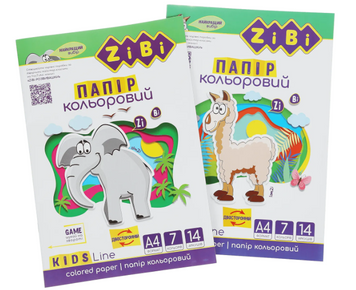 Папір кольоровий двосторонній ZiBi А4 14 аркушів / 7 кол. KIDS Line (ZB.1909) ZB.1909 фото