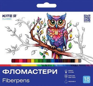 Фломастери Kite Classic 18 кольорів (K-448) K-448 фото