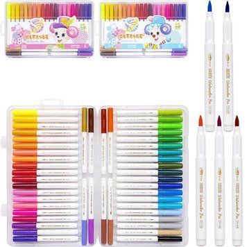 Набір маркерів-пензликів 48 кольори Water color pen у пластиковому боксі (228-48) 118609 фото