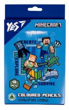 Олівці кольорові YES Minecraft 18 кольорів (290715) 290715 фото