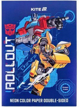 Папір кольоровий Kite Transformers А4 10 аркушів 5 кольорів неон (TF24-252) TF24-252 фото