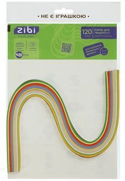Папір кольоровий для квілінгу ZiBi 120г/м2, 420х5мм, 12 кол., 120шт KIDS Line (ZB.1812-99) ZB.1812-99 фото