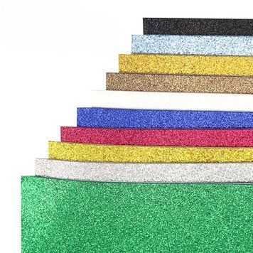 Фоаміран EVA 1.7&plusmn;0.1MM "Мікс 1" GLITTER A4, 10шт. в уп. на клейк. осн. (17GLKA4-Mix1) 17GLKA4-Mix1 фото