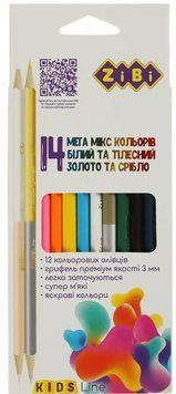 Олівці кольорові ZiBi 14 кол. (10 стандарт, 2 двостор.), тригранний (ZB.2440) ZB.2440 фото