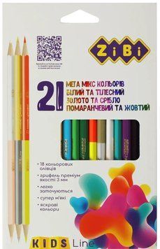 Олівці кольорові ZiBi 21 кол. (15 стандарт, 3 двосторон.), тригранний (ZB.2441) ZB.2441 фото