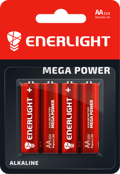 Батарейка ENERLIGHT MEGA POWER AA BLI 4 (LR06) пальчик, ALKALIN LR06 фото