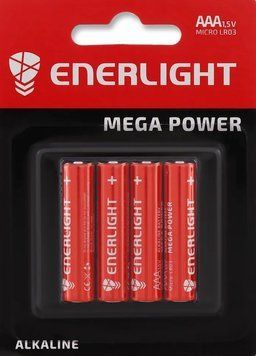 Батарейка ENERLIGHT MEGA POWER AA BLI 4 (LR03) мініпальчик, ALKALIN LR03 фото