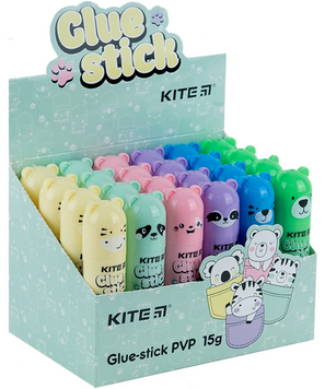 Клей-олівець PVP Kite Colorful15 г з фігурним ковпачком (K24-1131) K24-1131 фото