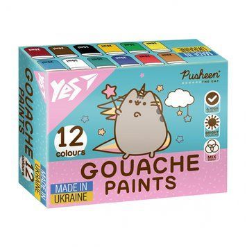 Гуаш Yes Pusheen 12 кольорів 20 мл (230402) 230402 фото